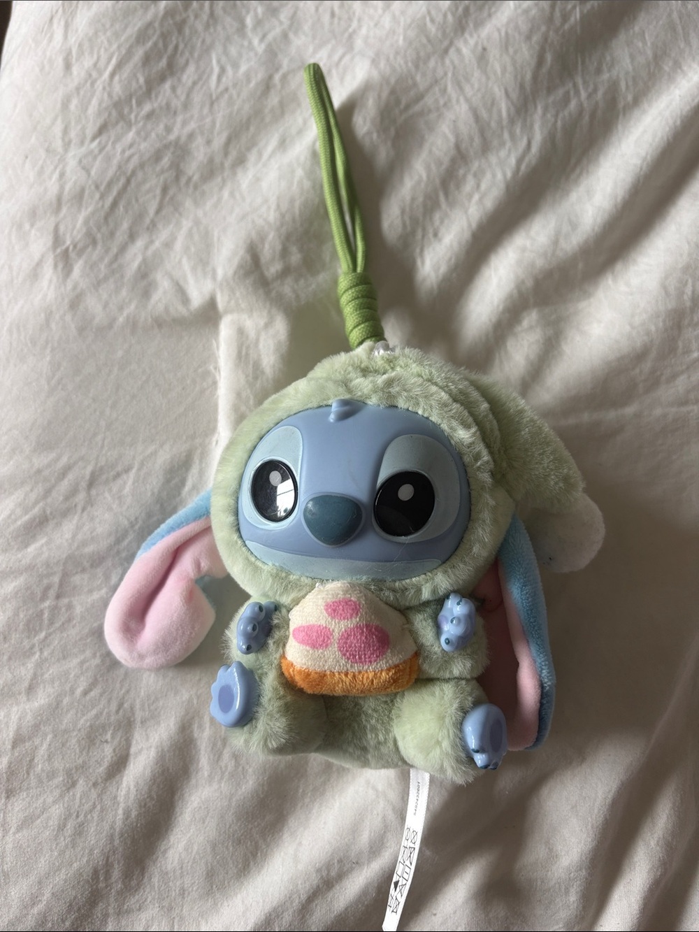 Plush Bunny Character Toy in Light Green with Blue Face